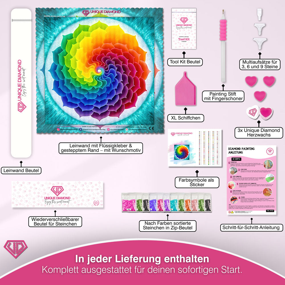 5D Diamond Painting – Regenbogen Mandala Unique-Diamond