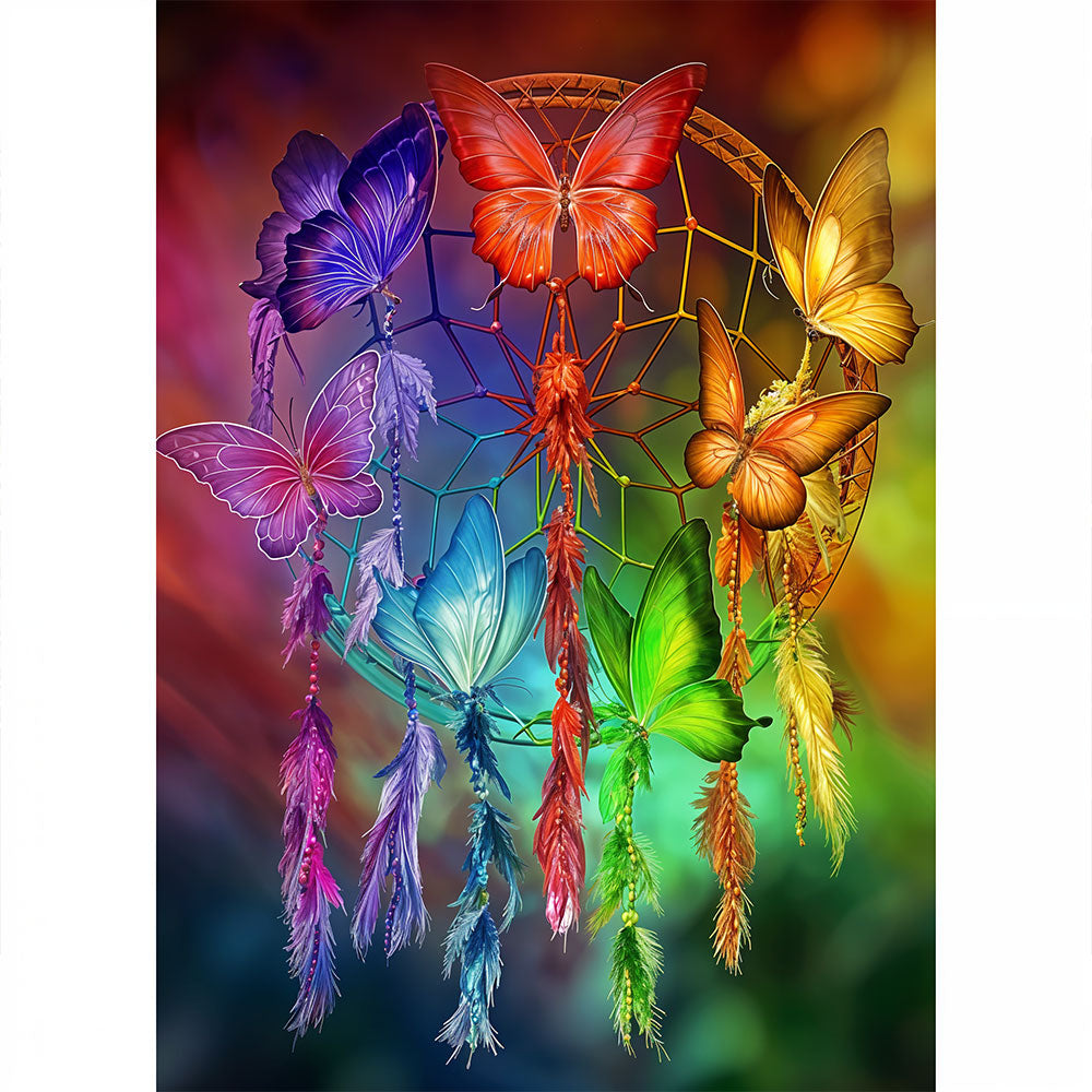 5D Diamond Painting AB Steine Schmetterlinge Traumfänger - Unique-Diamond