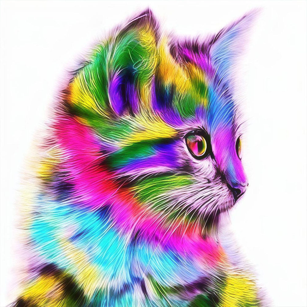 5D Diamond Painting Abstrakte Katze - Unique-Diamond