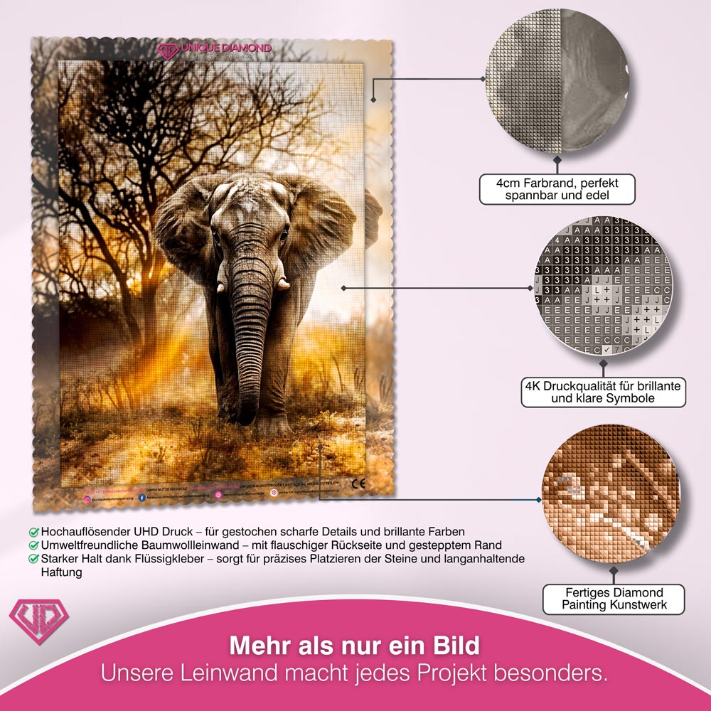 5D Diamond Painting – Afrikanischer Elefant Unique-Diamond
