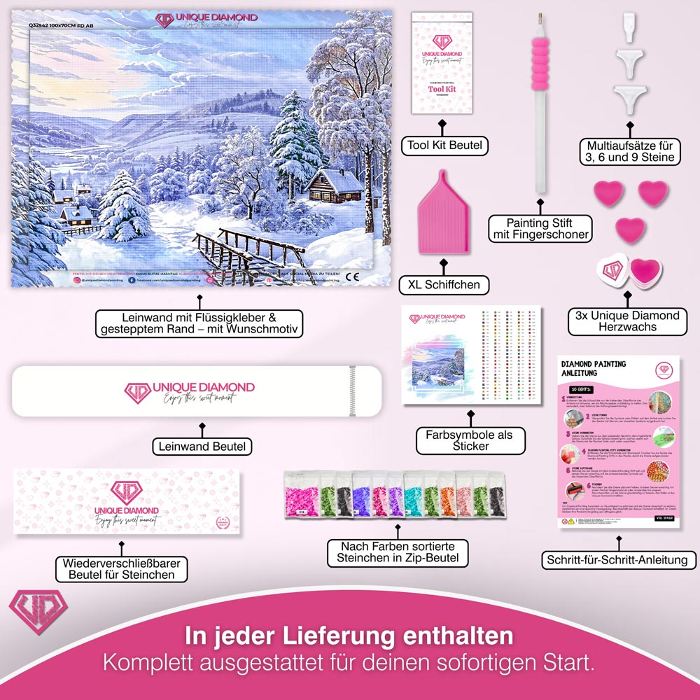 5D Diamond Painting – Dorf im Winter Unique-Diamond