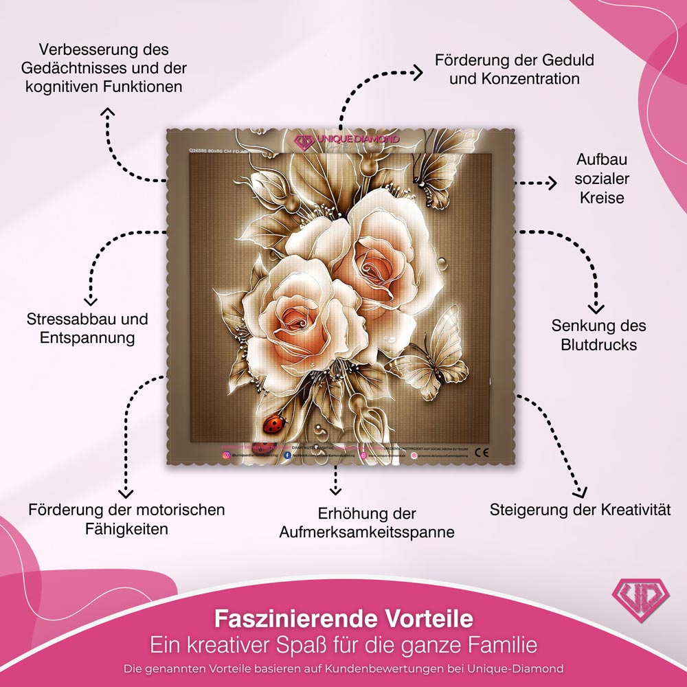 5D Diamond Painting – Goldene Rose Unique-Diamond