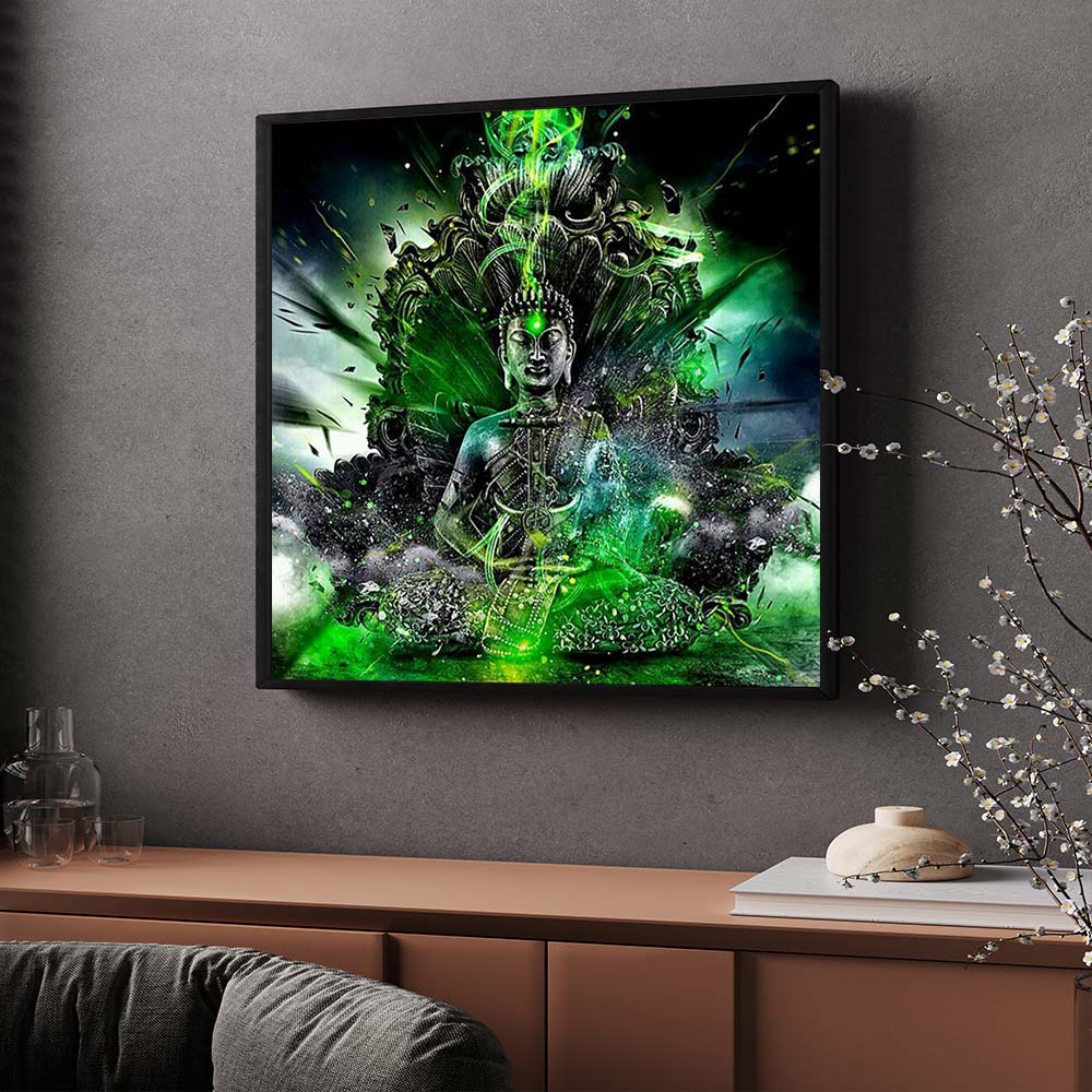 5D Diamond Painting – Grüner Buddha Unique-Diamond