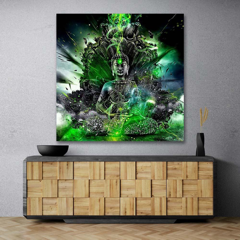 5D Diamond Painting – Grüner Buddha Unique-Diamond