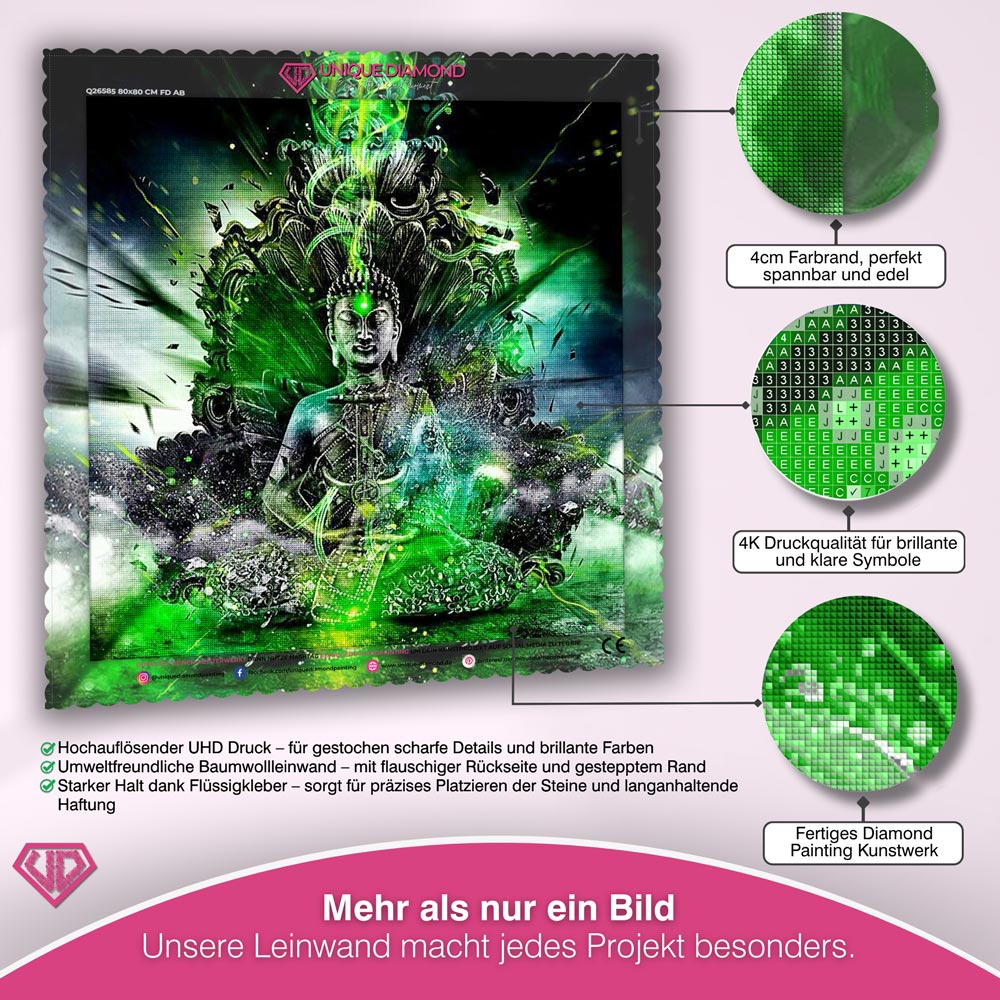 5D Diamond Painting – Grüner Buddha Unique-Diamond