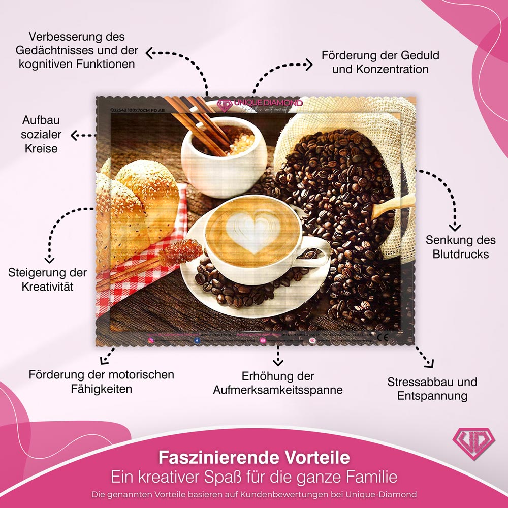5D Diamond Painting – Kaffee mit Herz Unique-Diamond