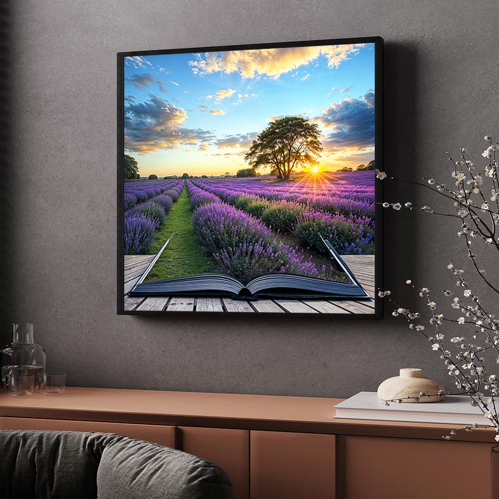 5D Diamond Painting – Lavendelwiese von Zauberbuch Unique-Diamond