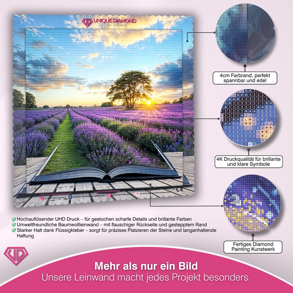 5D Diamond Painting – Lavendelwiese von Zauberbuch Unique-Diamond