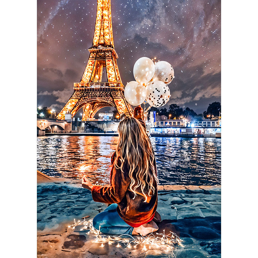 5D Diamond Painting – Mädchen am Eiffelturm
