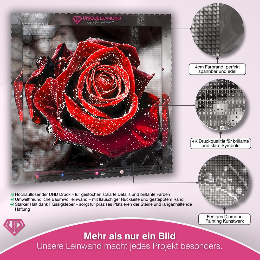 5D Diamond Painting – Rote Rose Unique-Diamond