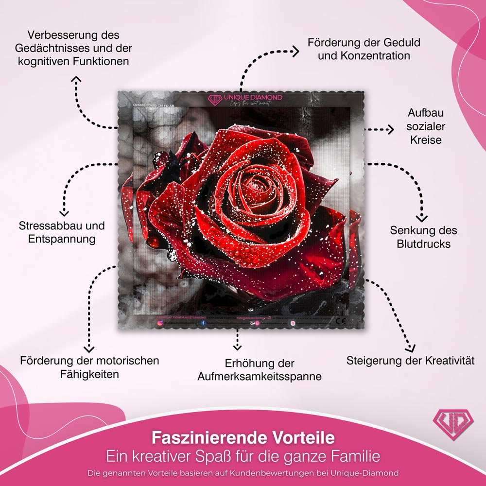 5D Diamond Painting – Rote Rose Unique-Diamond