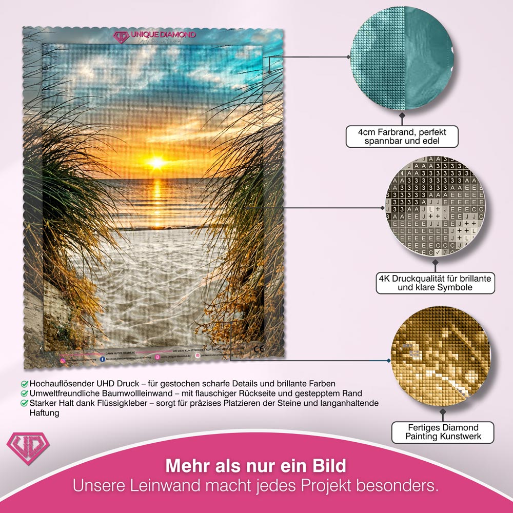 5D Diamond Painting – Sonnenuntergang am Strand Unique-Diamond