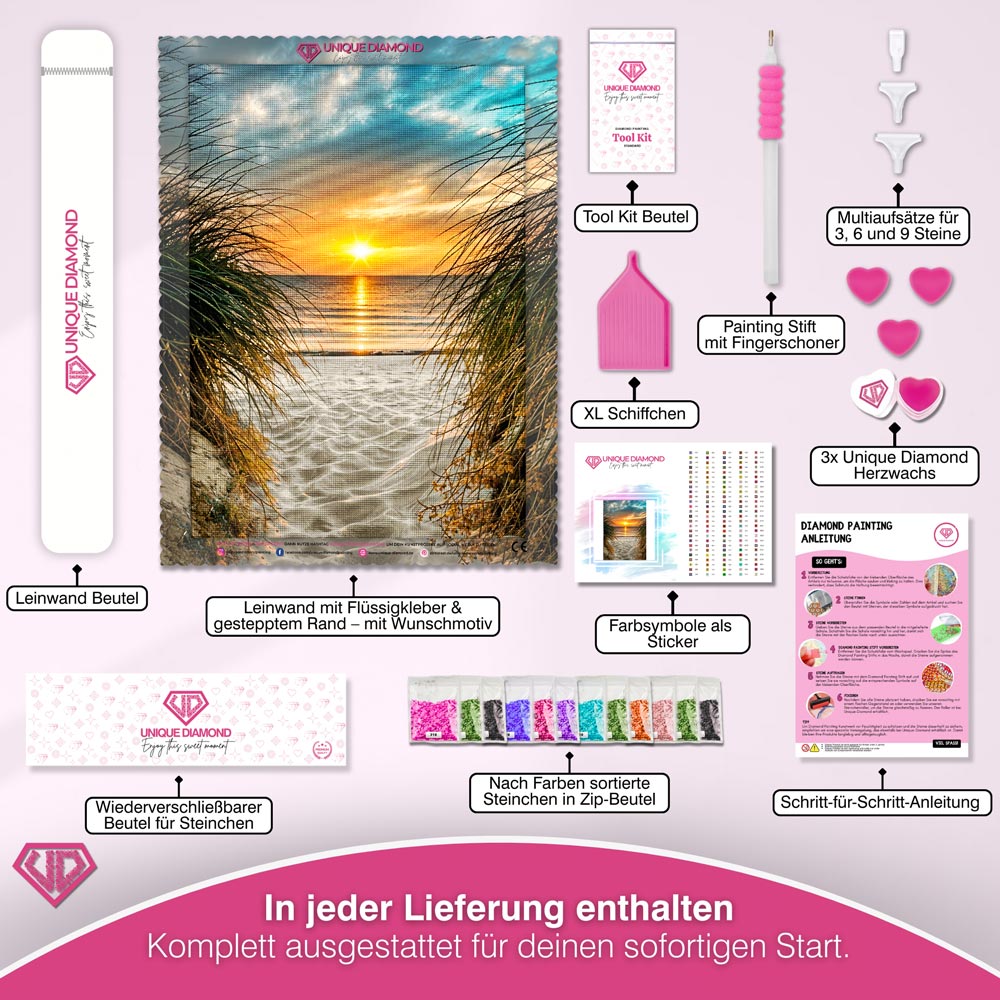 5D Diamond Painting – Sonnenuntergang am Strand Unique-Diamond