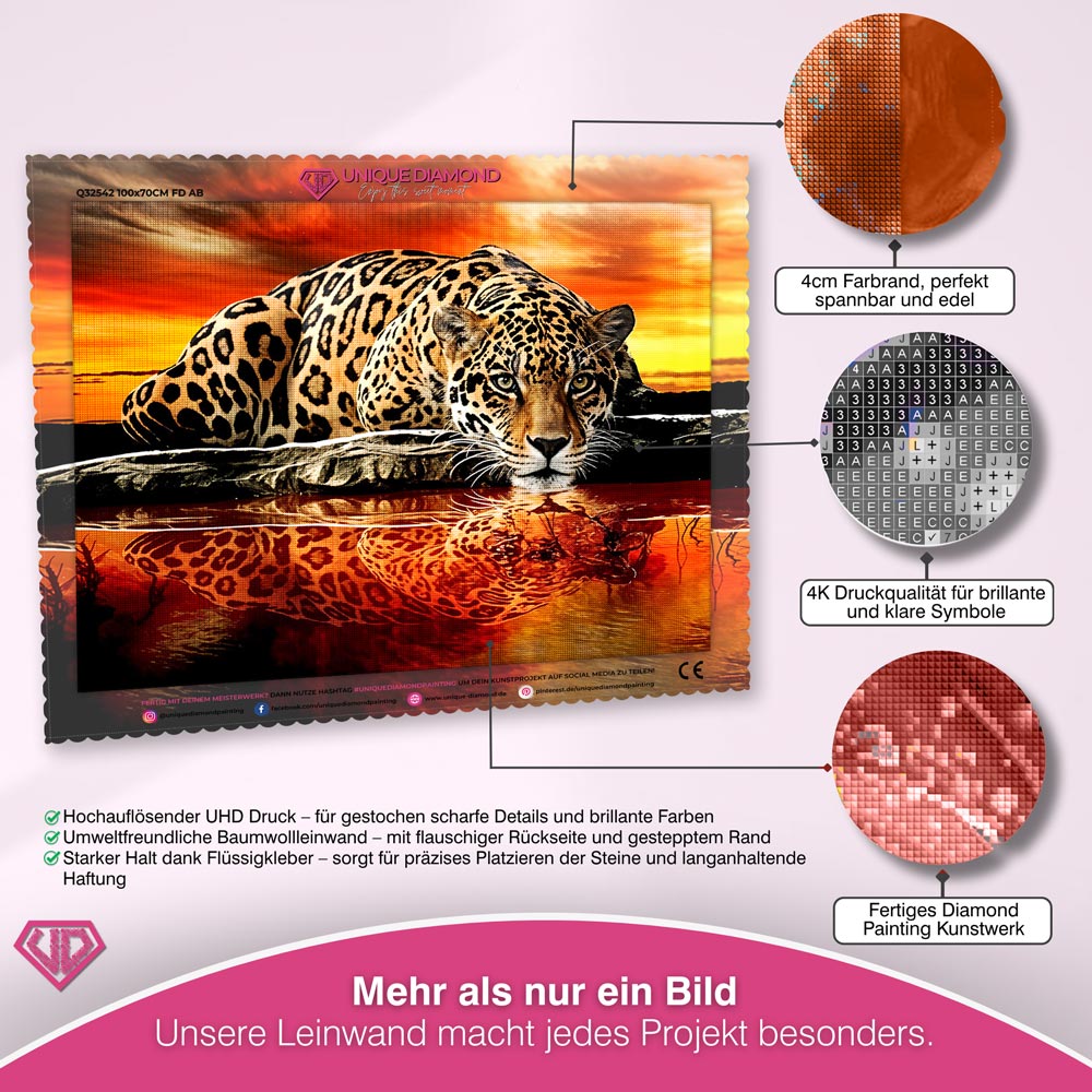 5D Diamond Painting – Sonnenuntergang Leopard Unique-Diamond