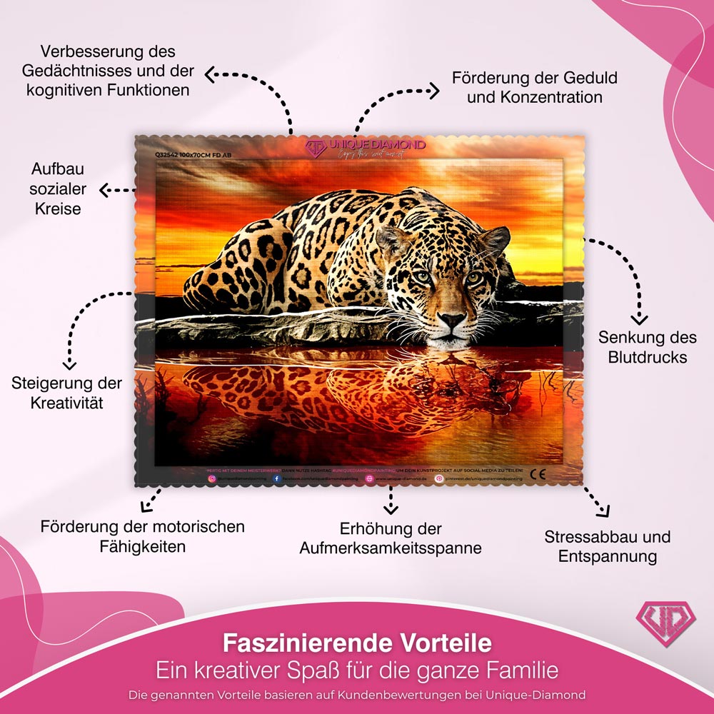 5D Diamond Painting – Sonnenuntergang Leopard Unique-Diamond