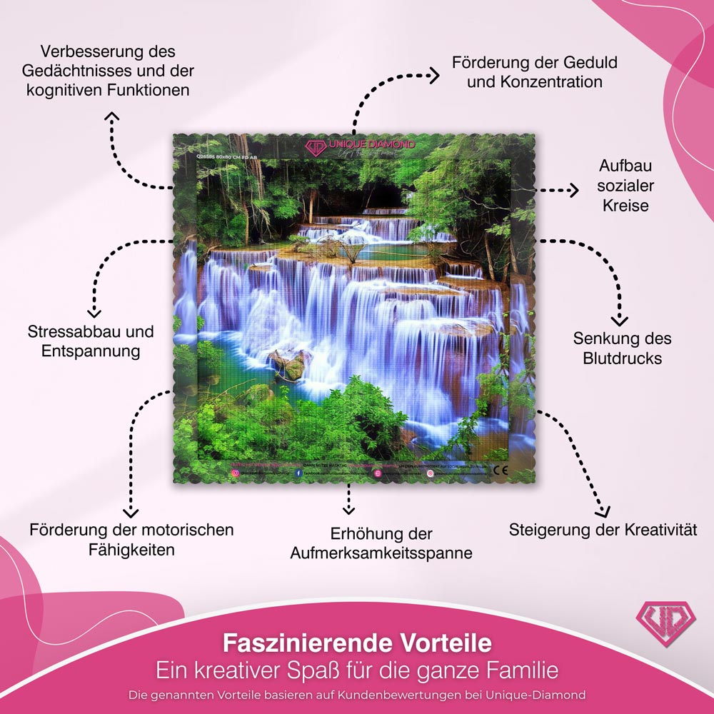 5D Diamond Painting - Wasserfall im Wald Unique-Diamond
