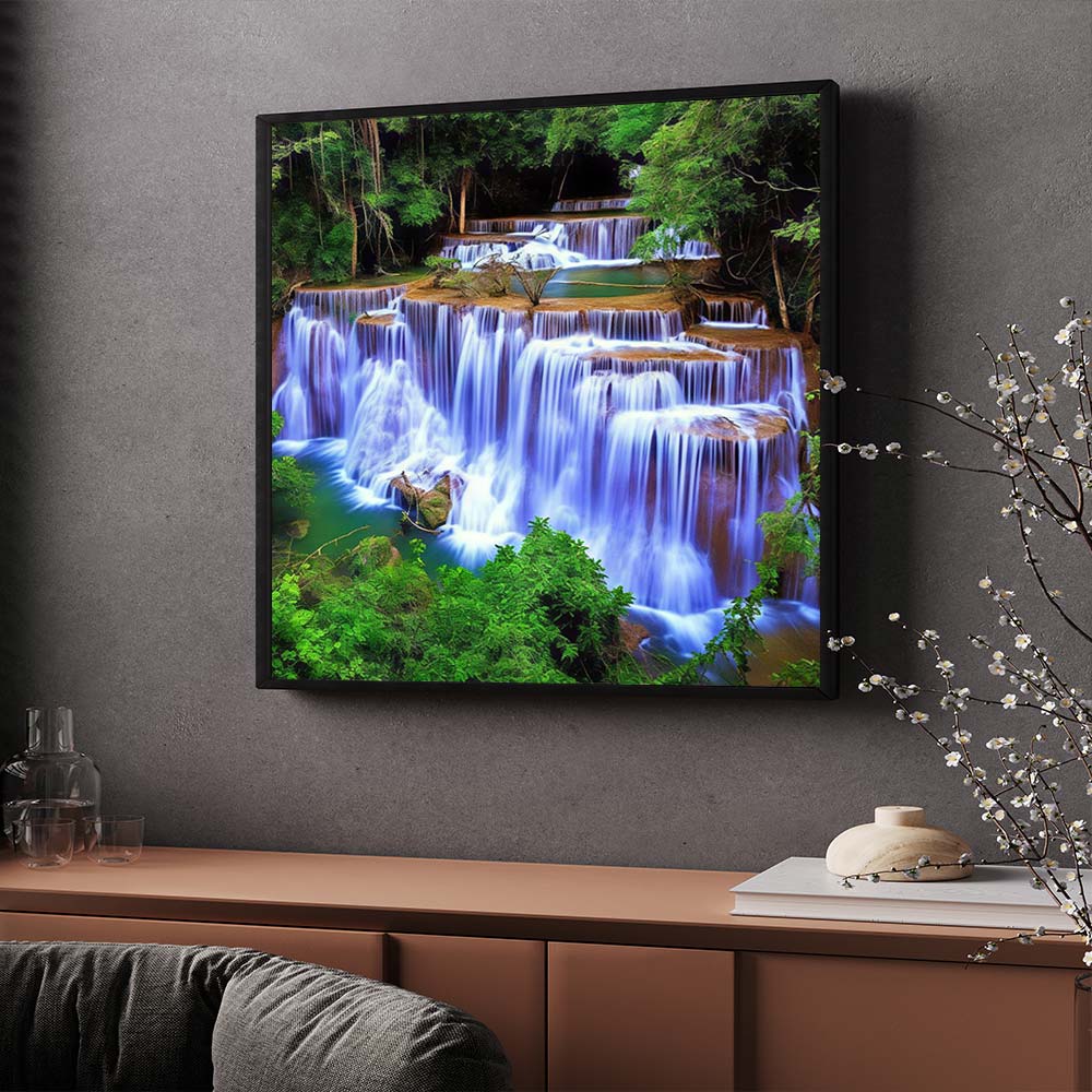 5D Diamond Painting - Wasserfall im Wald Unique-Diamond