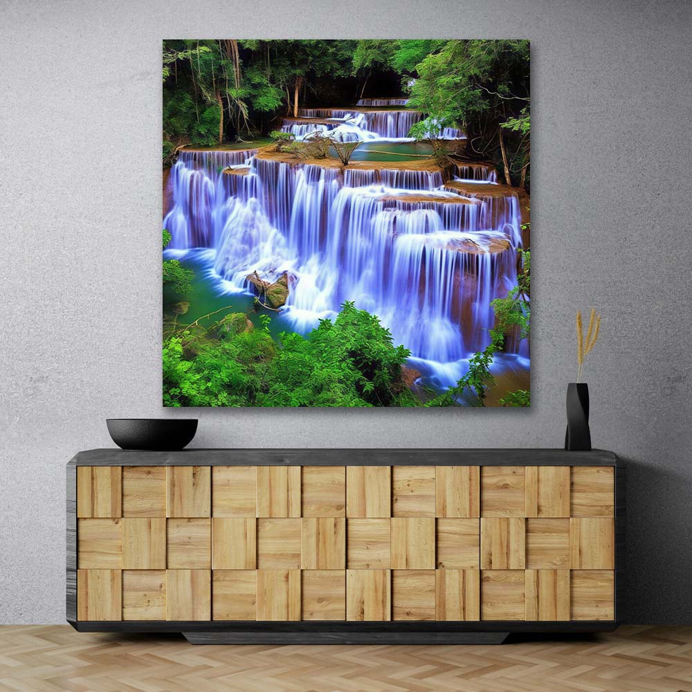 5D Diamond Painting - Wasserfall im Wald Unique-Diamond