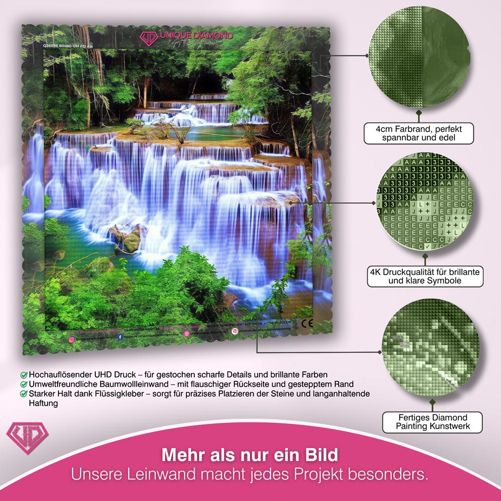 5D Diamond Painting - Wasserfall im Wald Unique-Diamond