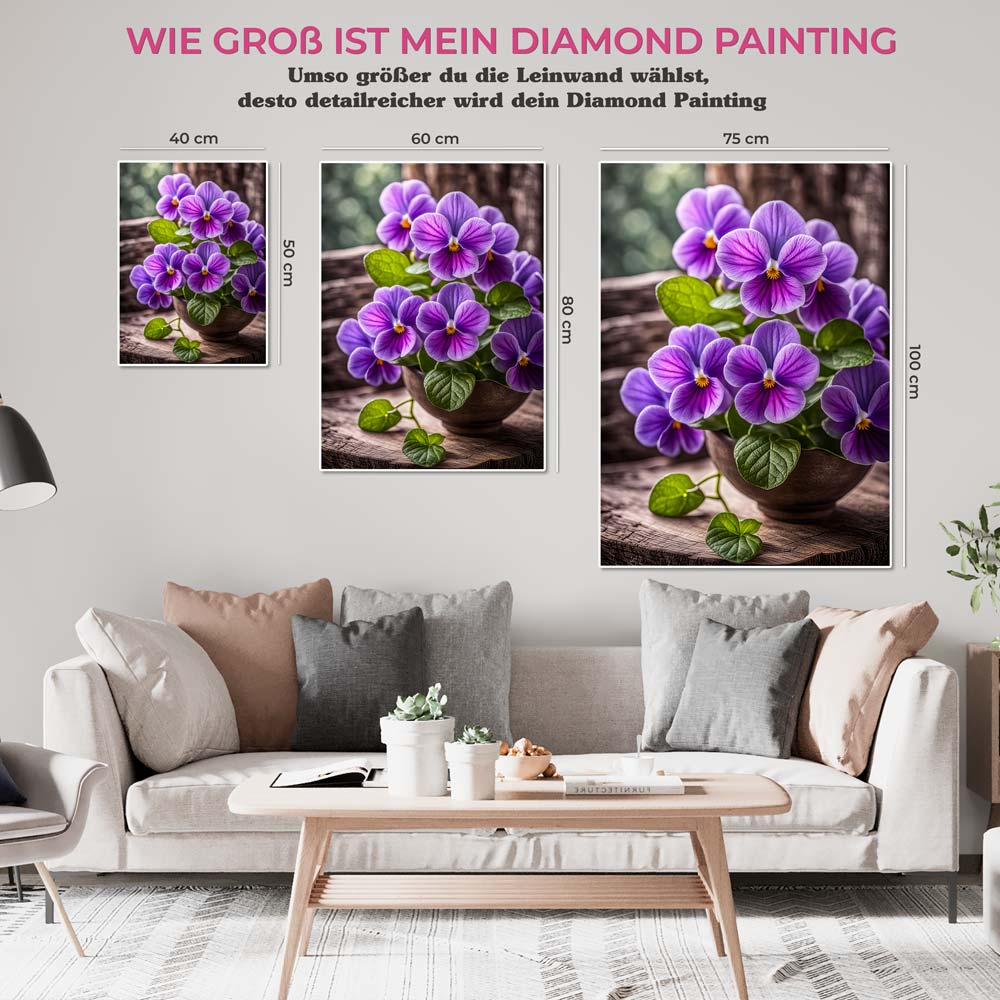 5D Diamond Painting AB Steine Stiefmütterchen, Unique-Diamond