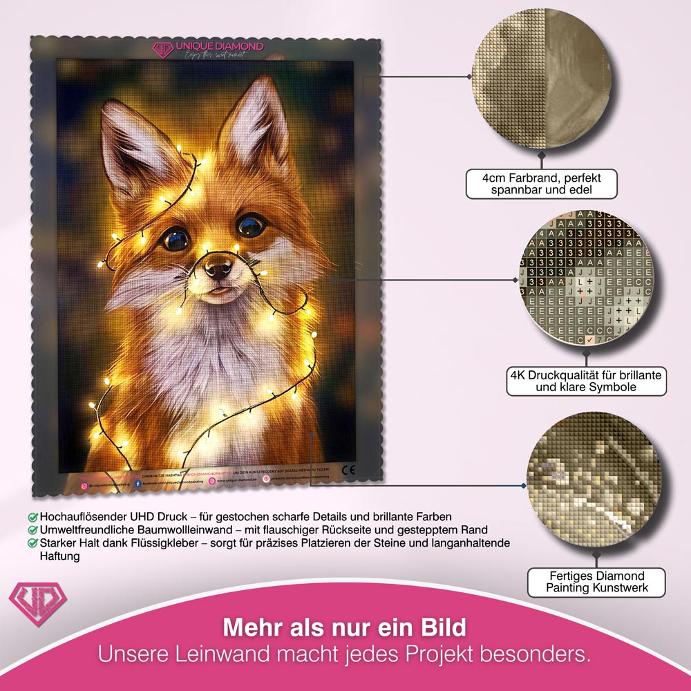 5D Diamond Painting – leuchtender Fuchs Unique-Diamond