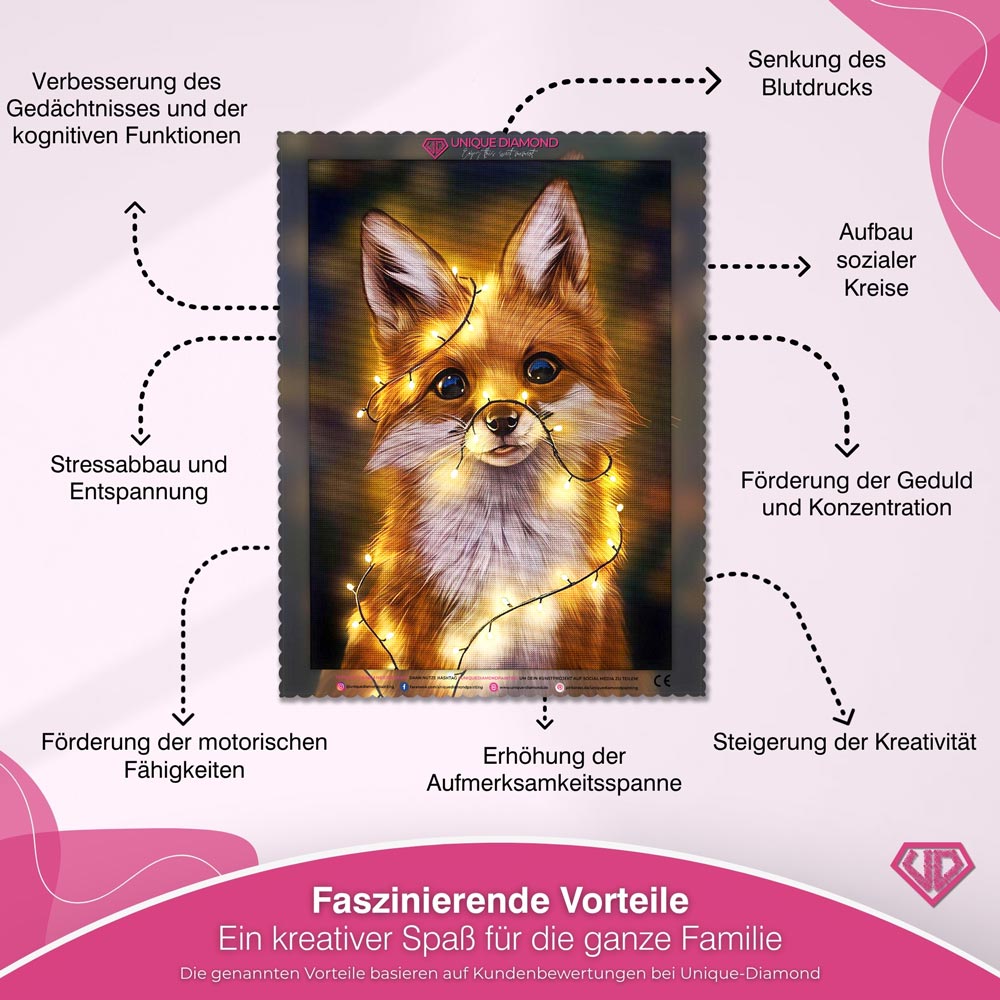 5D Diamond Painting – leuchtender Fuchs Unique-Diamond