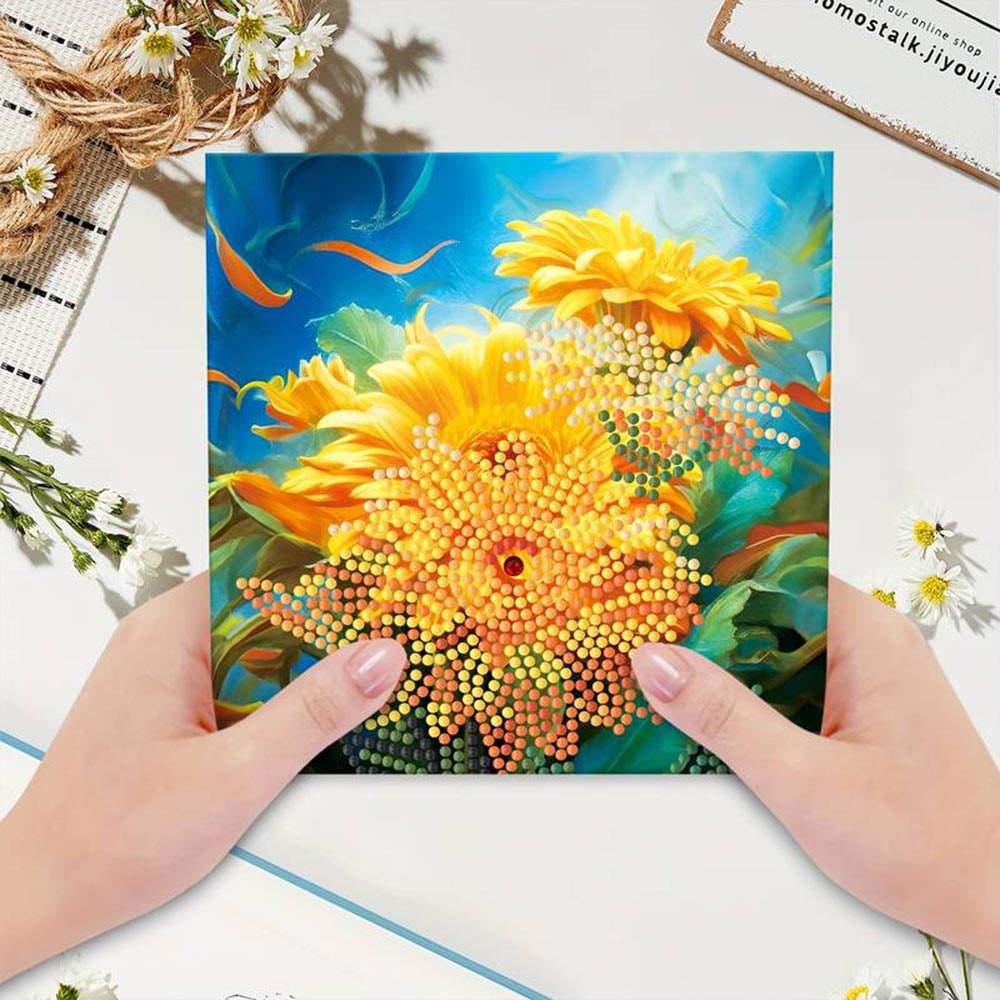 Diamond Painting Grußkarten Blumen 12 Stück, Unique-Diamond