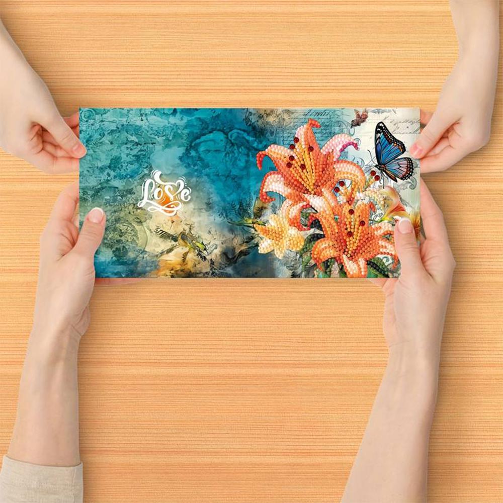 Diamond Painting Grußkarten Blumen 12 Stück, Unique-Diamond