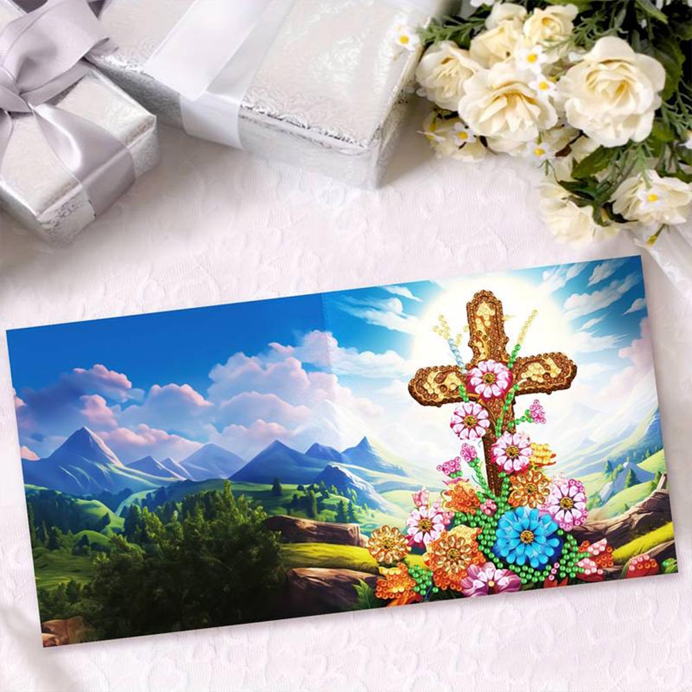 Diamond Painting Grußkarten Kreuz 8 Stück, Unique-Diamond