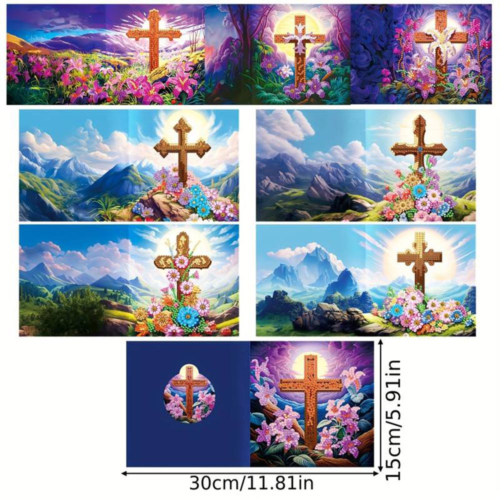 Diamond Painting Grußkarten Kreuz 8 Stück, Unique-Diamond
