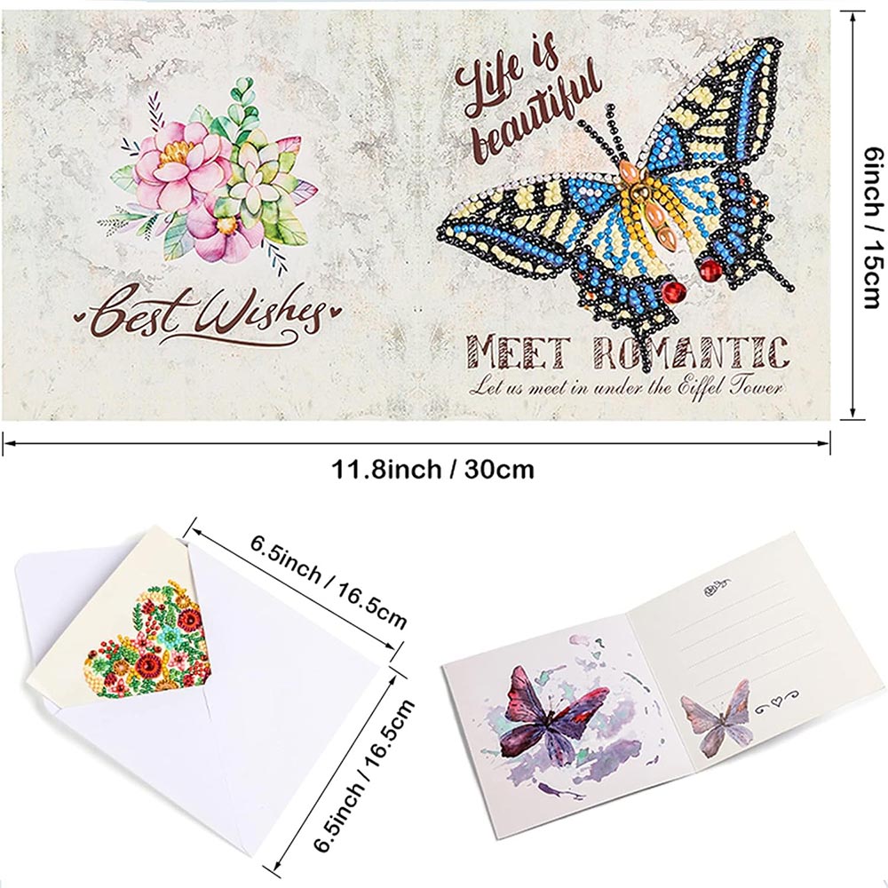 Diamond Painting Grußkarten Set 12 Stück, Unique-Diamond