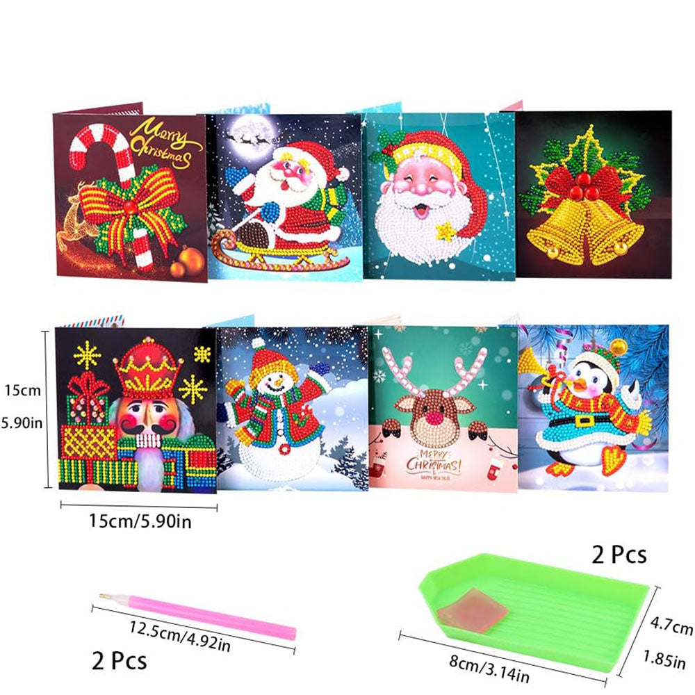 Diamond Painting Grußkarten Weihnachten 8 Stück Set 4, Unique-Diamond