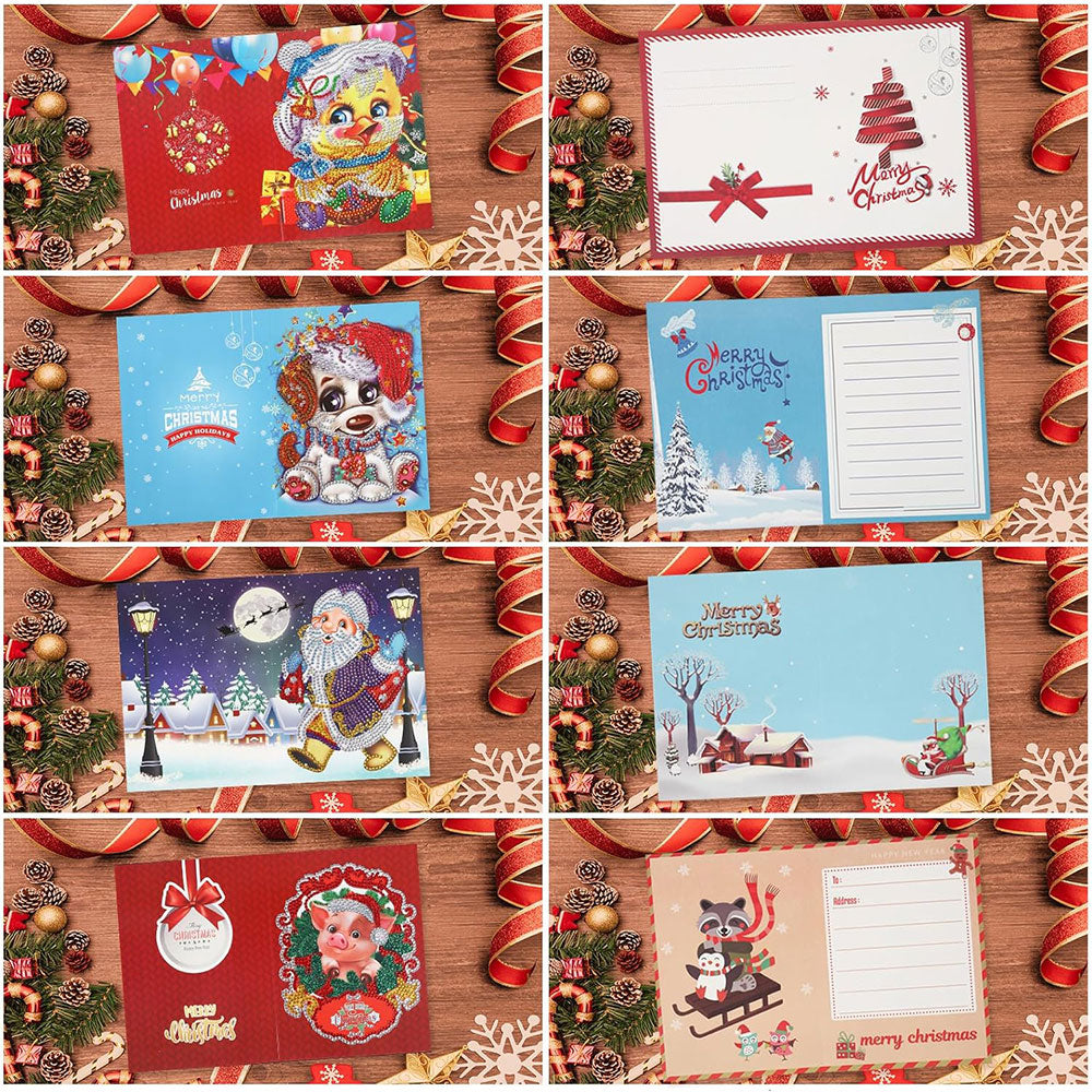 5D Diamond Painting Grußkarten – Weihnachtszoo Edition 8 Stück, Unique-Diamond