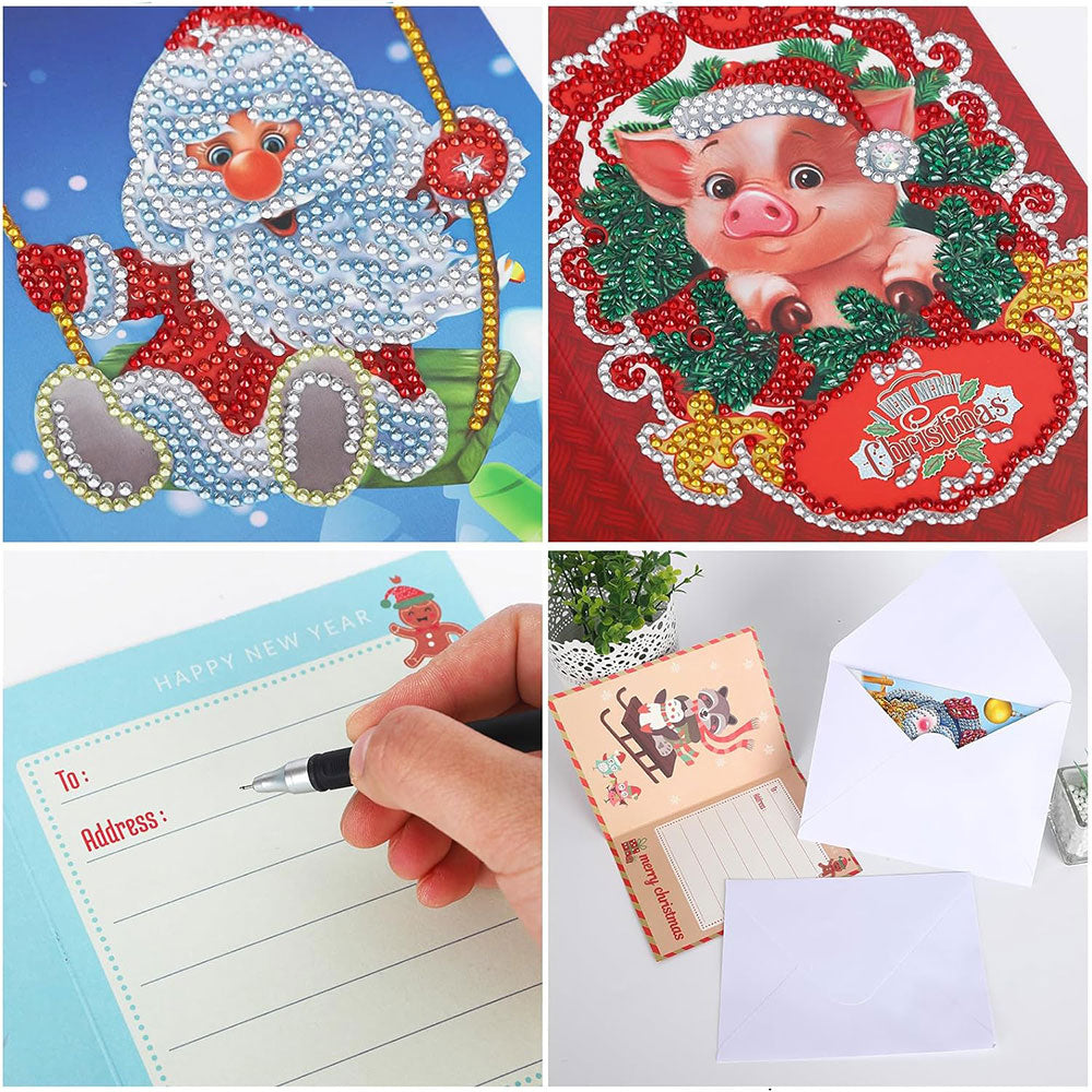 5D Diamond Painting Grußkarten – Weihnachtszoo Edition 8 Stück, Unique-Diamond