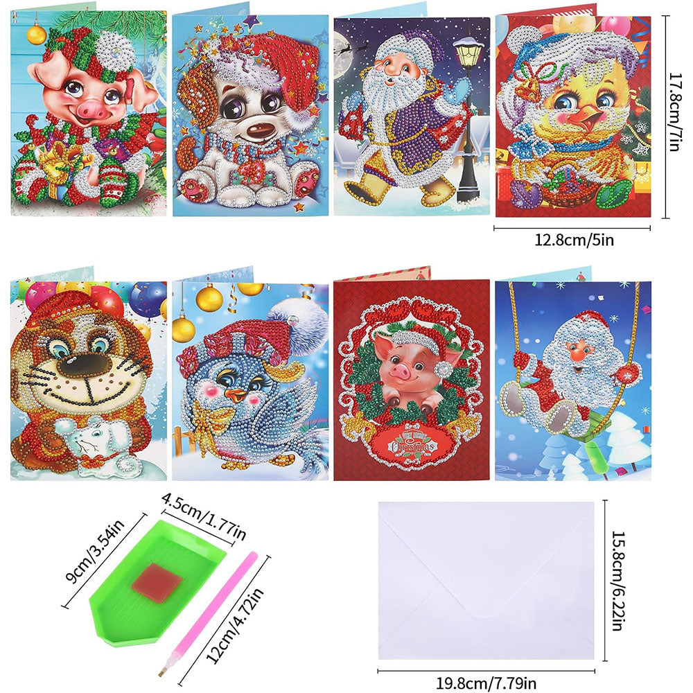 5D Diamond Painting Grußkarten – Weihnachtszoo Edition 8 Stück, Unique-Diamond