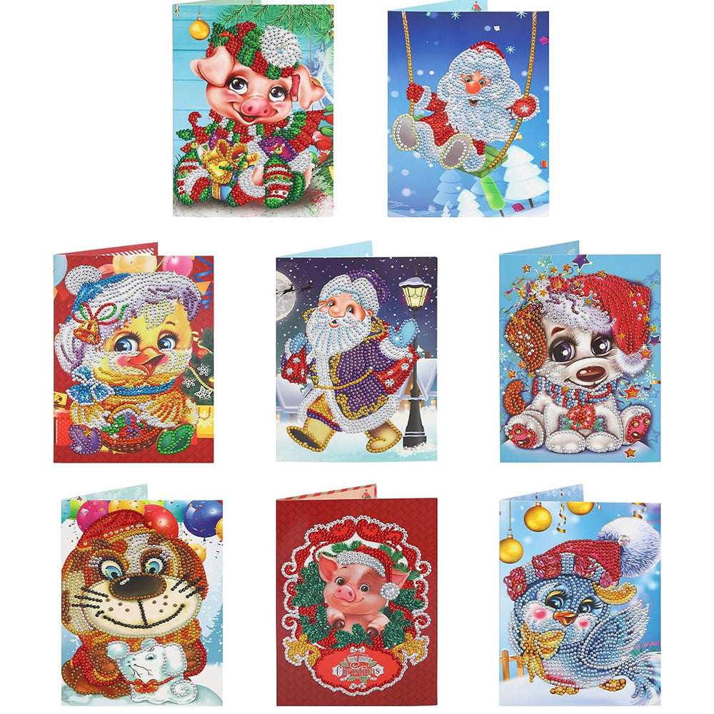 5D Diamond Painting Grußkarten – Weihnachtszoo Edition 8 Stück, Unique-Diamond