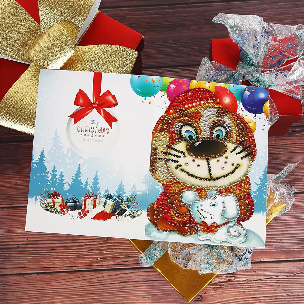 5D Diamond Painting Grußkarten – Weihnachtszoo Edition 8 Stück, Unique-Diamond