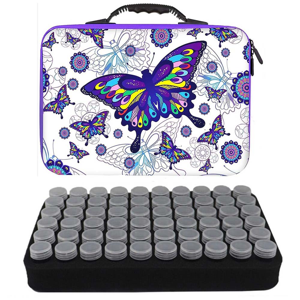 Diamond Painting Koffer Schmetterling mit 70 Fächer + Zubehör, Unique-Diamond