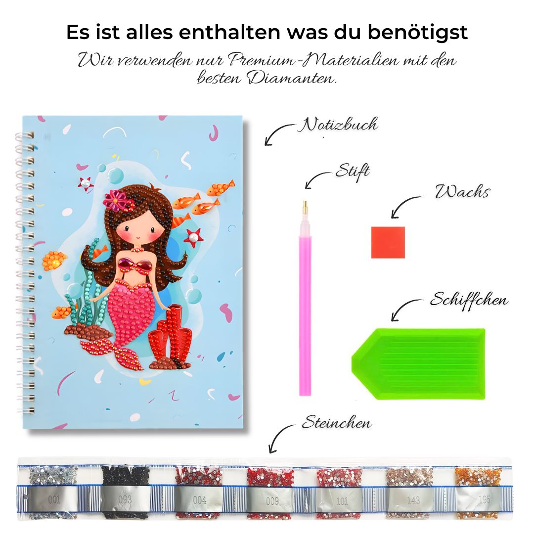 Diamond Painting Notizbuch Meerjungfrau Hellblau