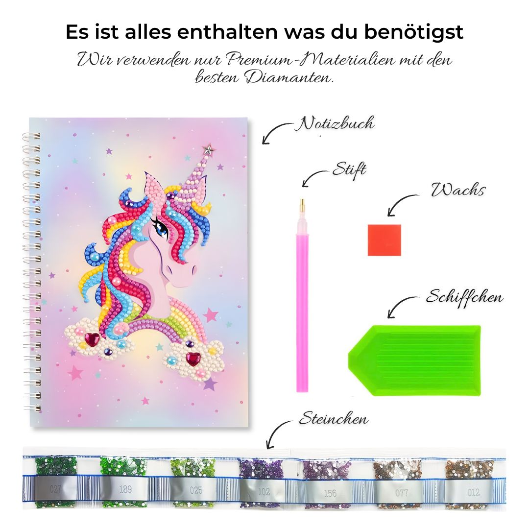 Diamond Painting Notizbuch Einhorn rosa