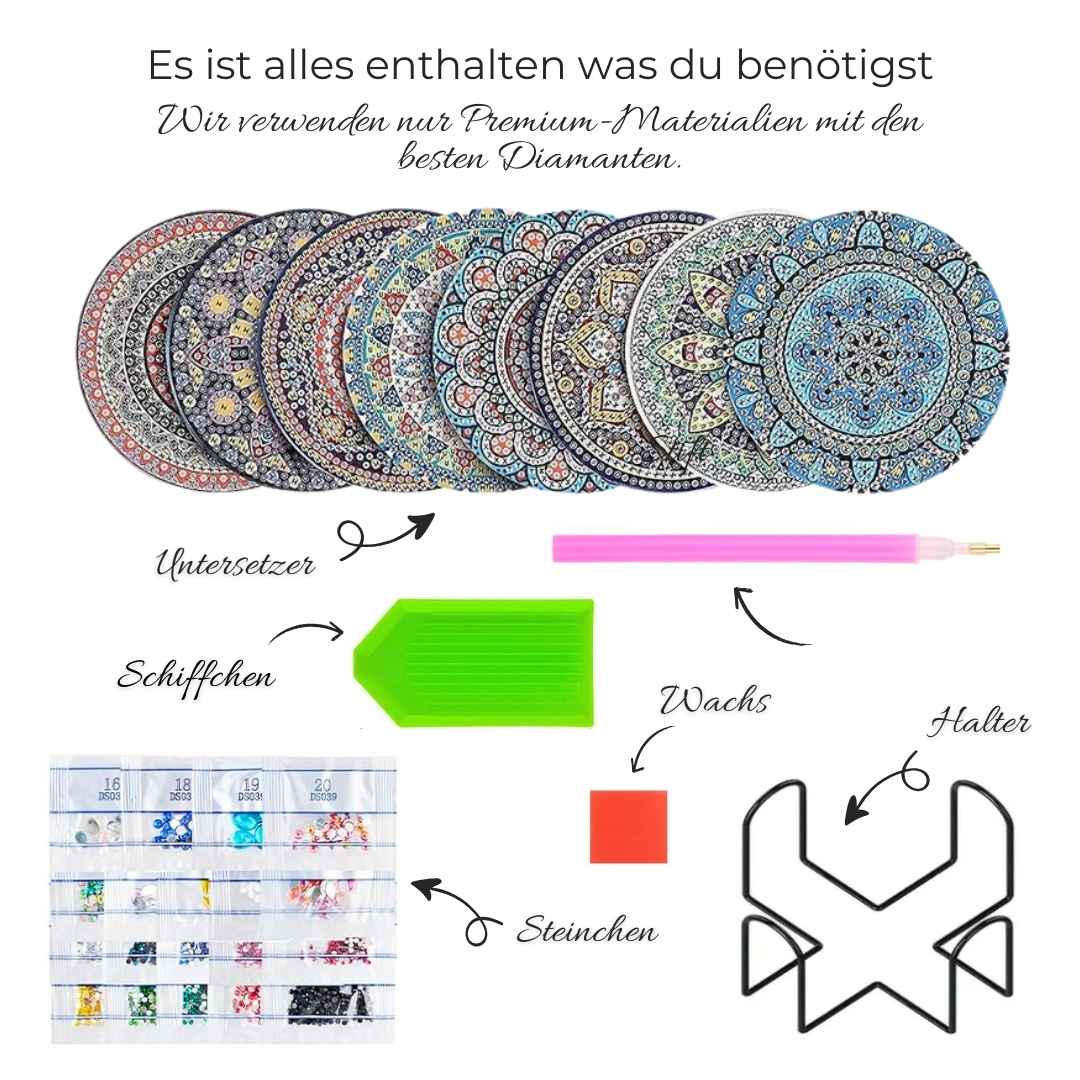 5D Diamond Painting Untersetzer Mandala, Unique-Diamond