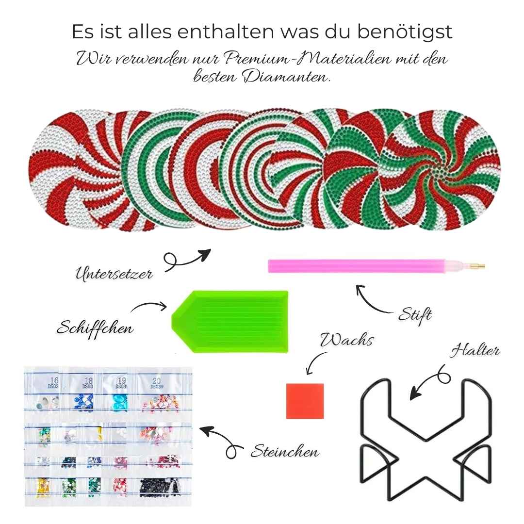 5D Diamond Painting Untersetzer Spirale, Unique-Diamond