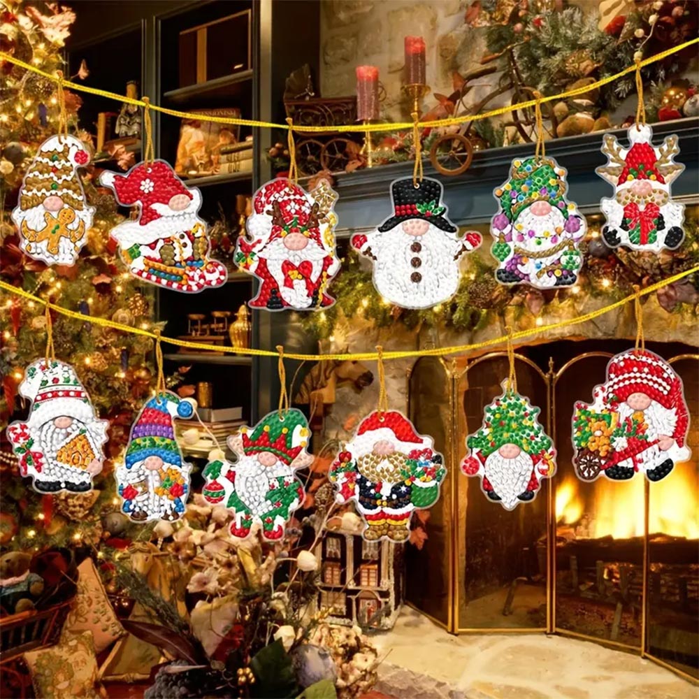 Diamond Painting Weihnachtsbaum Anhänger Wichtel 12st Set