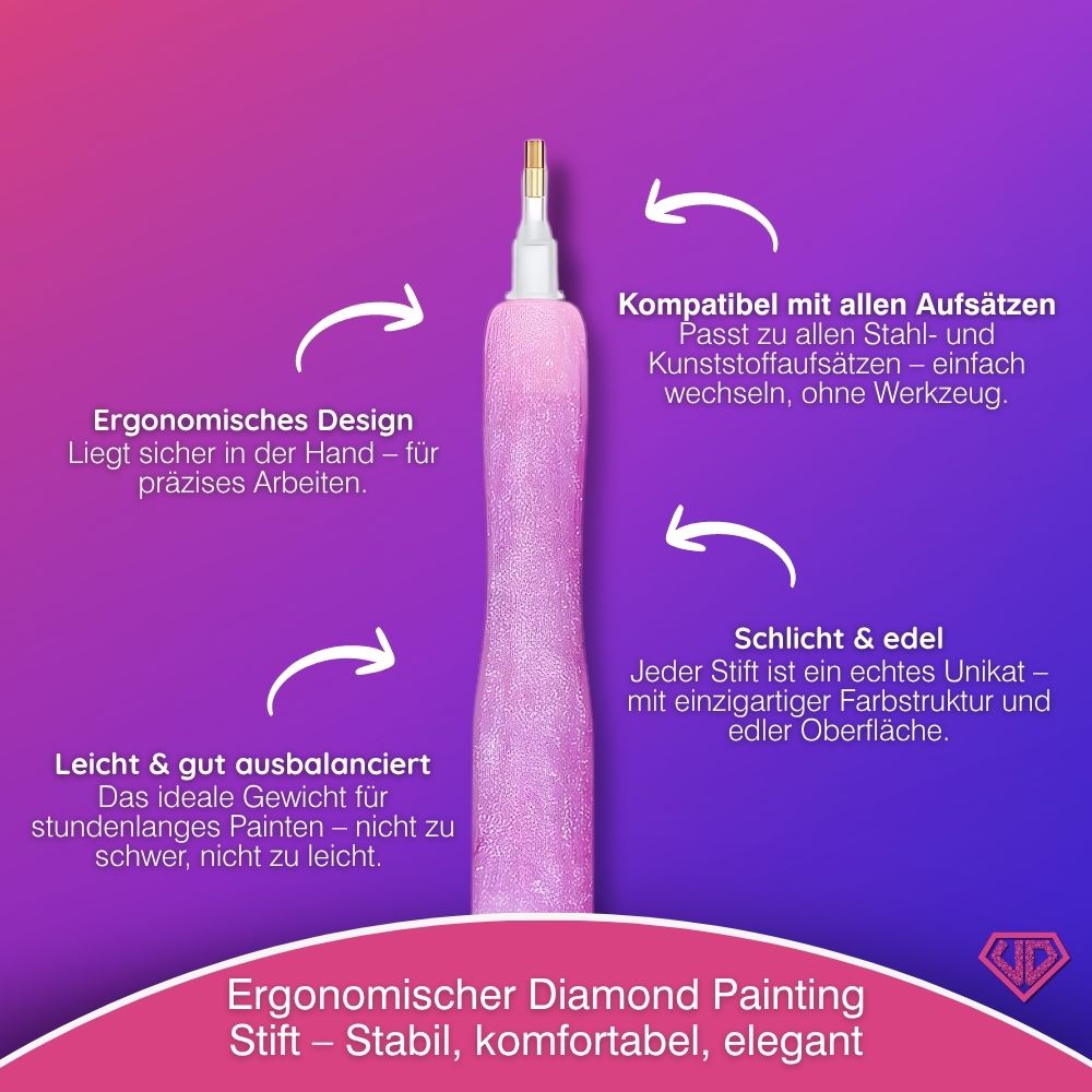 Diamond Painting Ergonomischer Premium-Stift – Pink Aura, Unique-Diamond