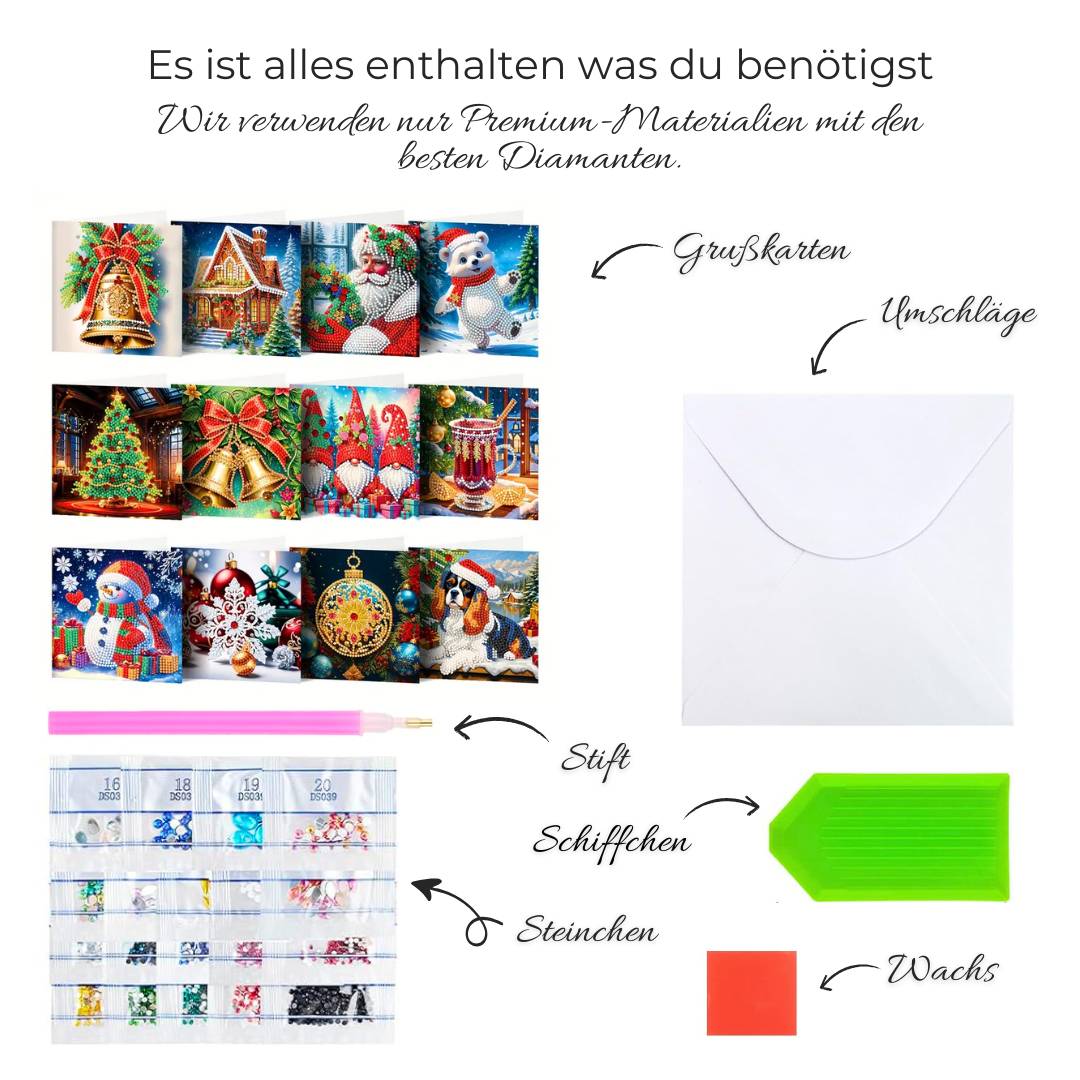 5D Diamond Painting Grußkarten – Festliche Weihnachtsedition, Unique-Diamond