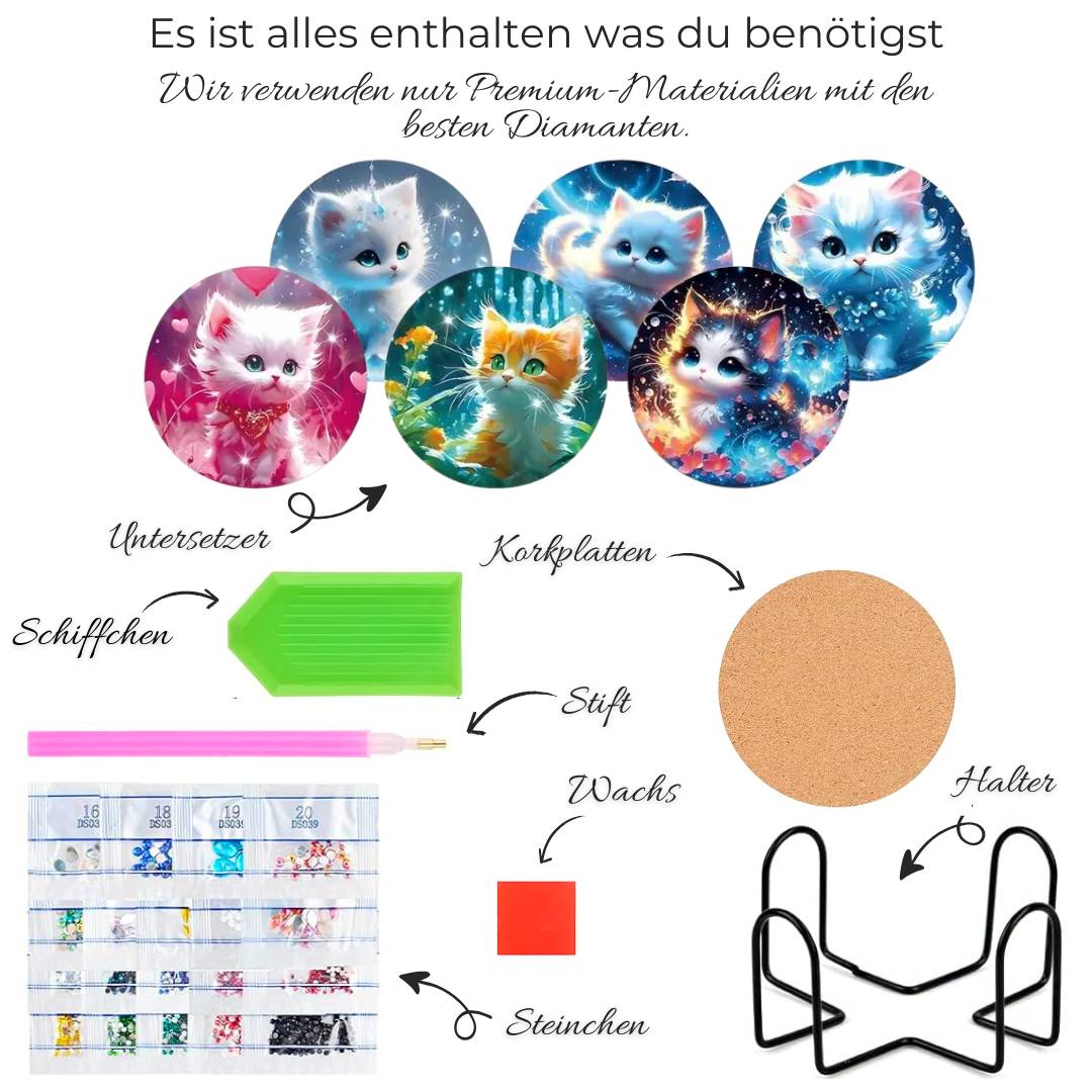 5D Diamond Painting Untersetzer – Niedliche Kätzchen