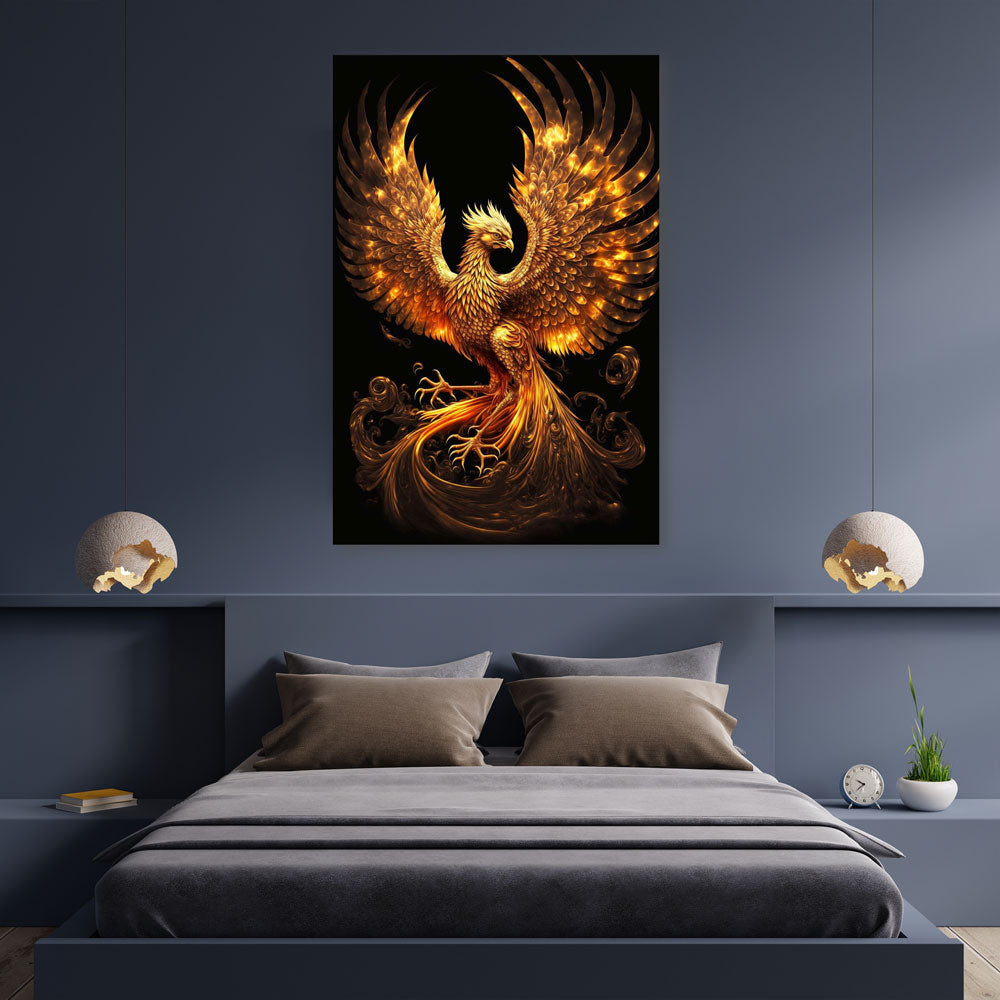 5D Diamond Painting Goldener Phoenix, Unique-Diamond