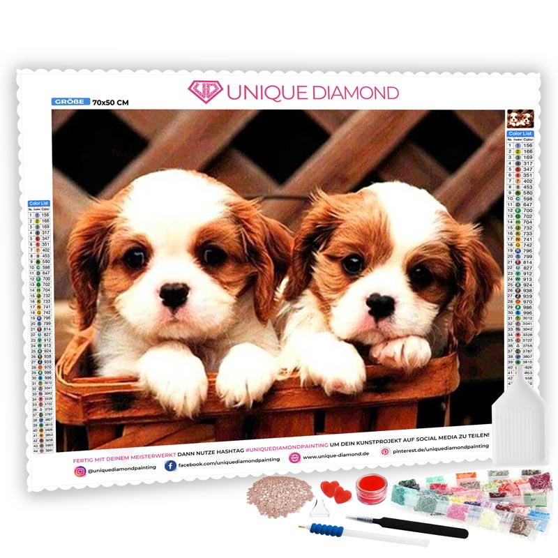 5D Diamond Painting Zwei süße Hundewelpen Unique-Diamond