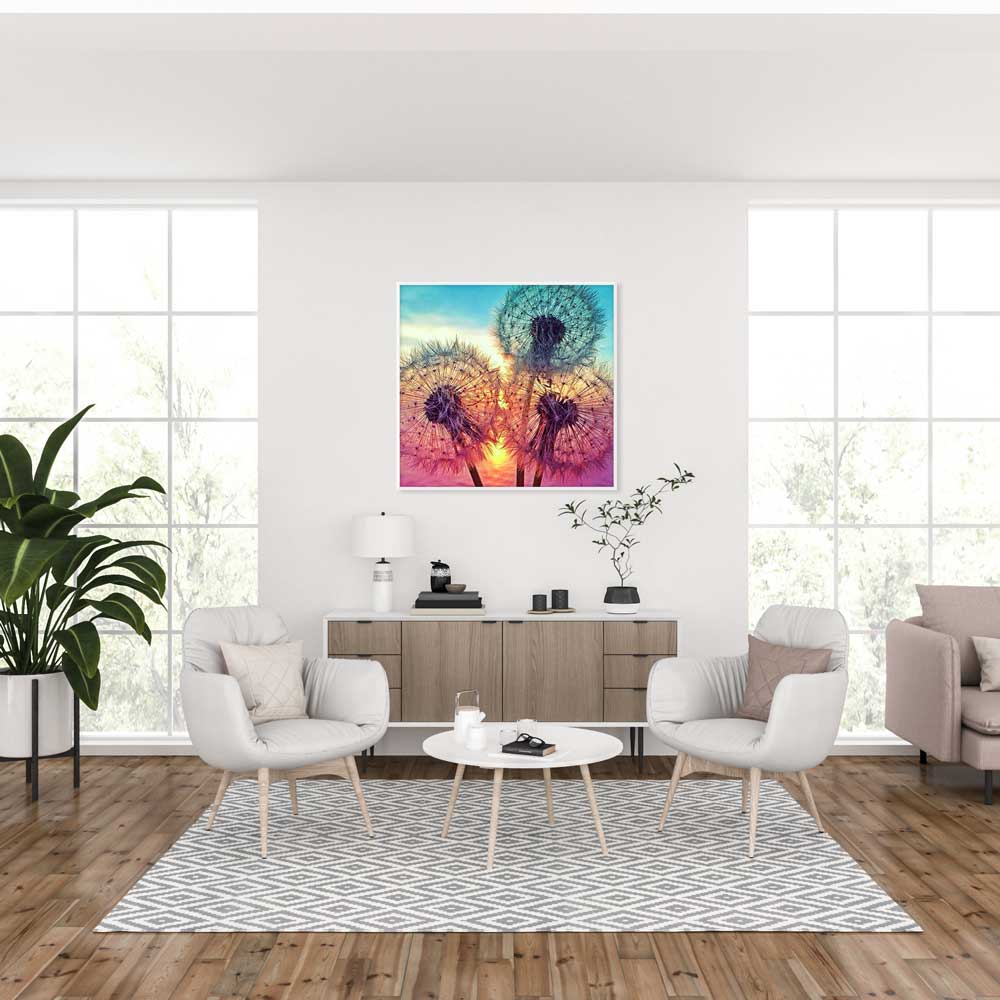 5D Diamond Painting 3 Pusteblumen bei Sonnenuntergang - Unique-Diamond