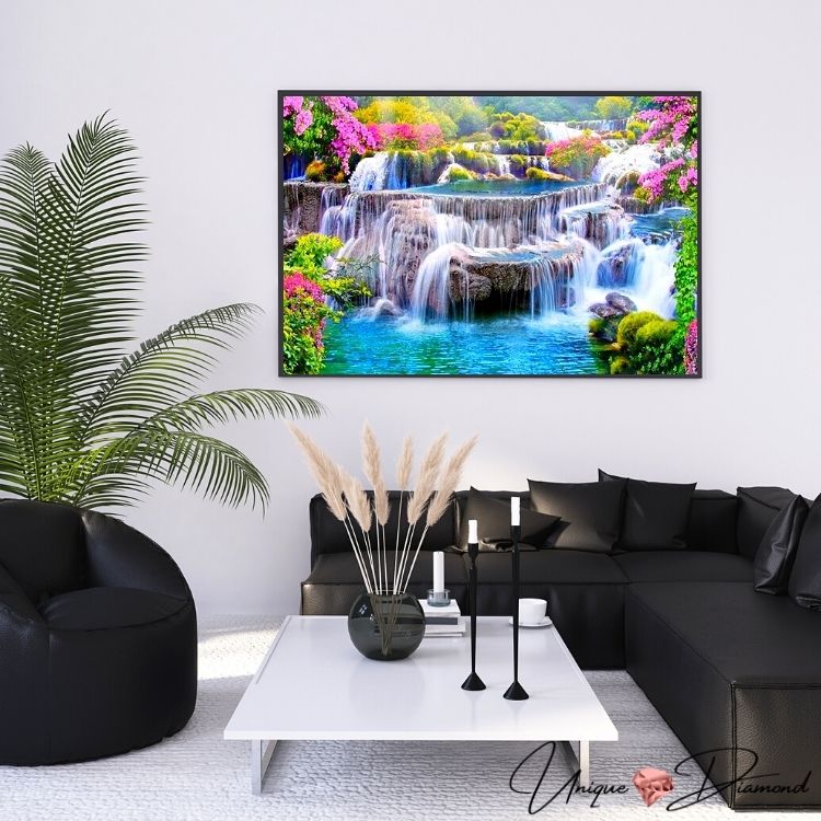 5D Diamond Painting AB Steine Atemberaubender Wasserfall - Unique-Diamond